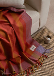Recycled Wool Blanket in Orange Frame Stripe