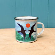 Hand-Printed Swifts Enamel Camping Mug