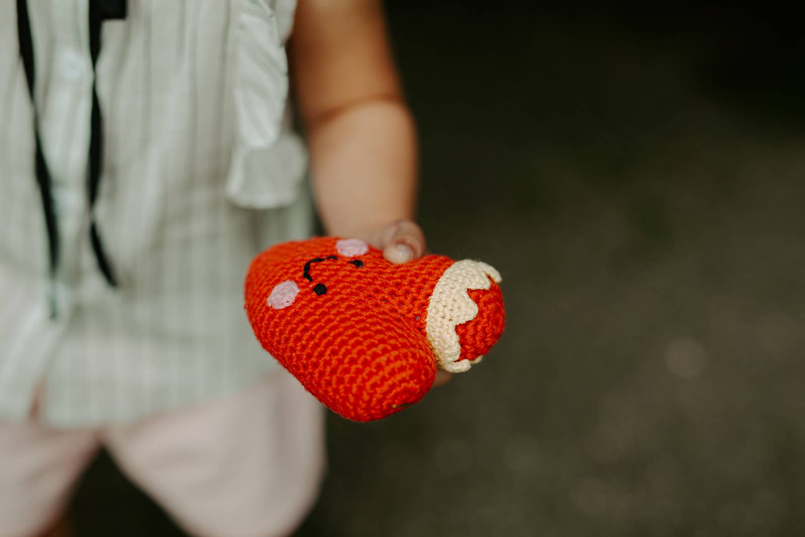 Crochet Baby Toy Friendly heart rattle | red
