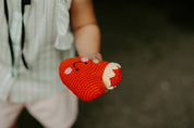 Crochet Baby Toy Friendly heart rattle | red
