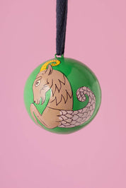Capricorn zodiac papier mache bauble hand painted by Fiona Balfour