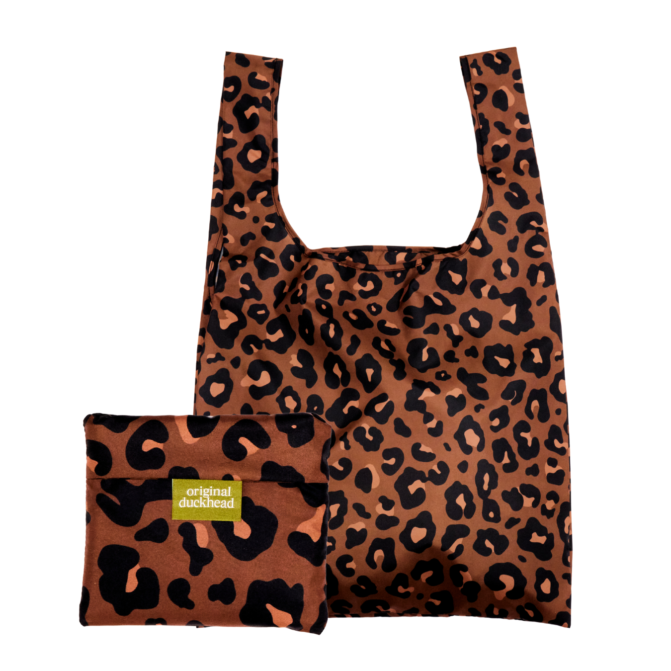 Leopard print foldable shopping bag by Original Duckhead, further view