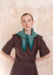 Merino Wool Triangle Scarf | Green Stripe