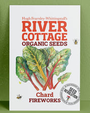 River Cottage Organic Seeds packaging with chard illustration on a green background