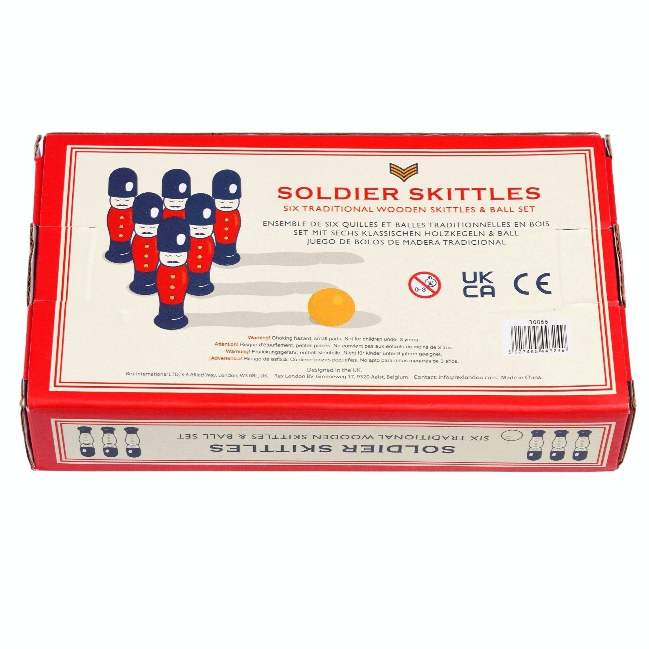 Wooden Skittles Set | Soldier Design, 6 Skittles & Ball