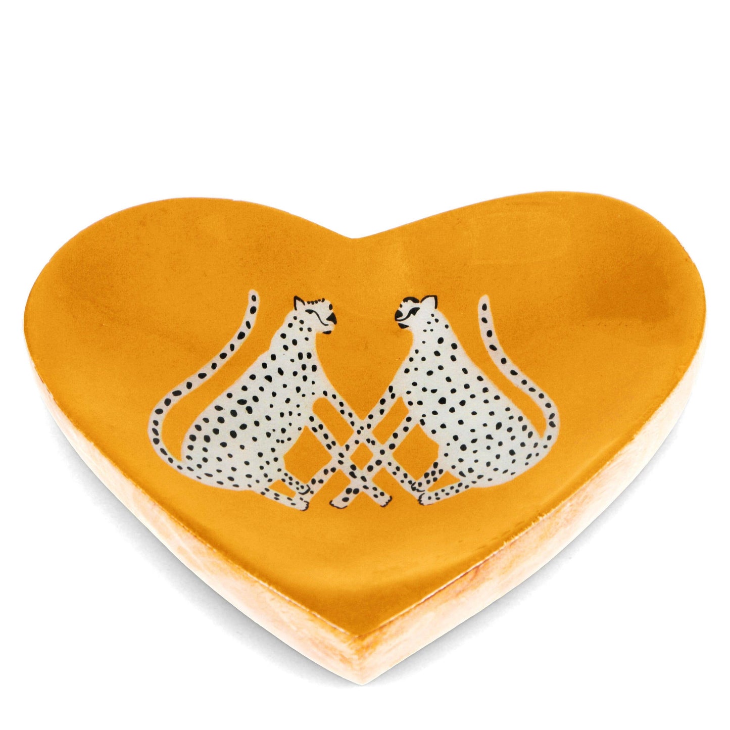 Wooden Heart-Shaped Trinket Dish | Leopards