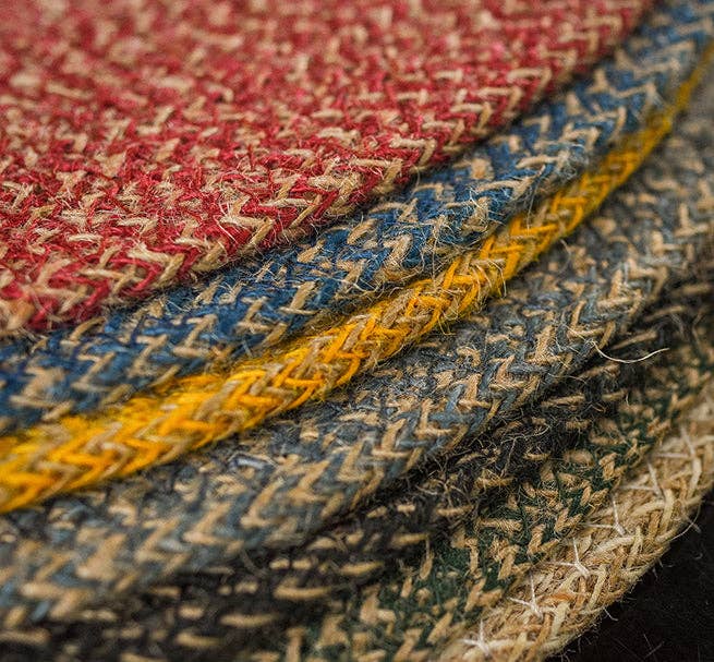 Cornflower and natural jute coasters by British Colour Standard, further view