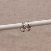 Single Silver Laurel Huggie Hoop by Little Nell, further view