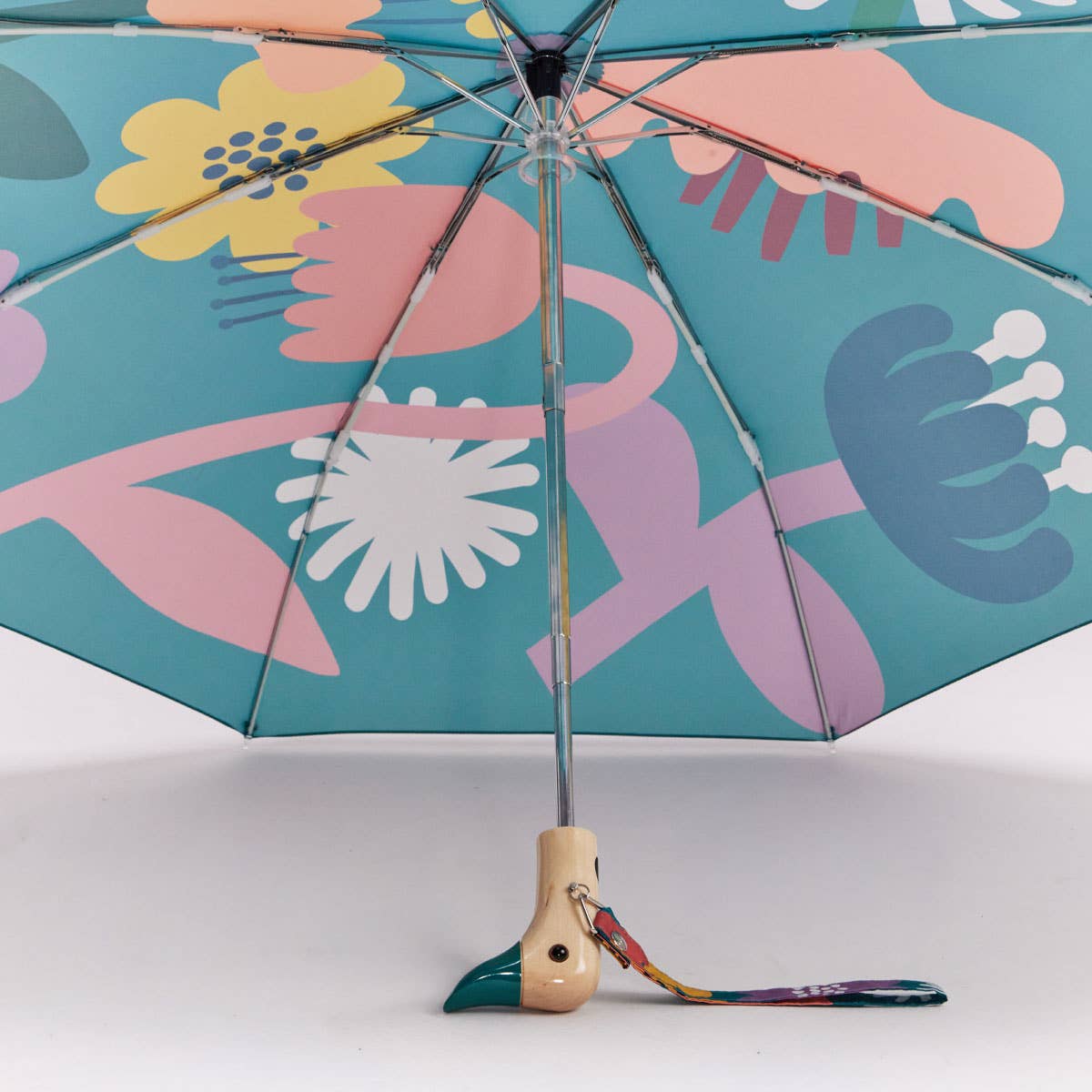 Bloom blue flower print umbrella by Original Duckhead, further view