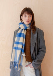 Lambswool Oversized Scarf | Blue Check
