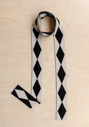 Merino Wool Skinny Scarf | Black Harlequin