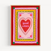 Good Vibes Positive Heart Graphic Art Print