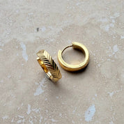Everyday Gold Herringbone Hoops by Little Nell, further view