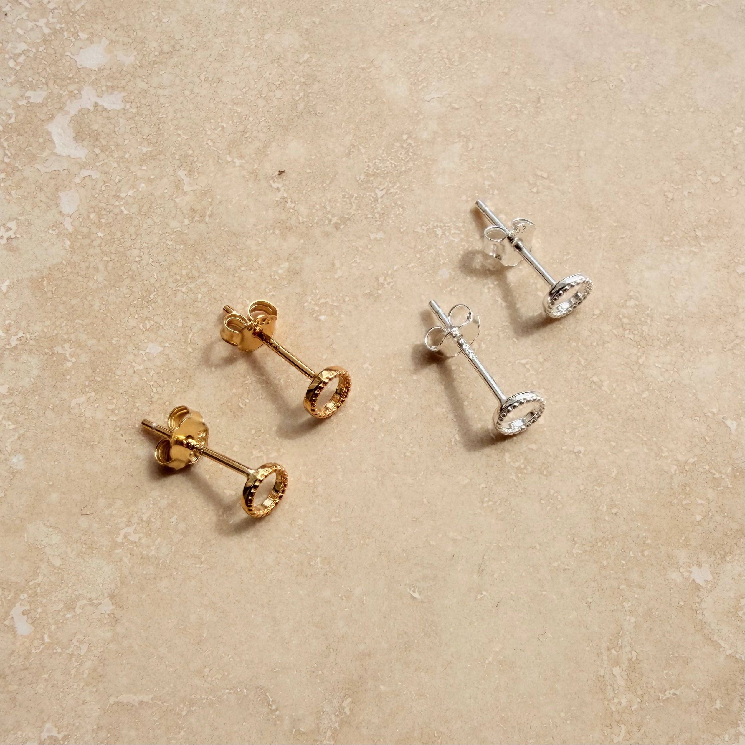 Micro Circle Studs by Little Nell, further view