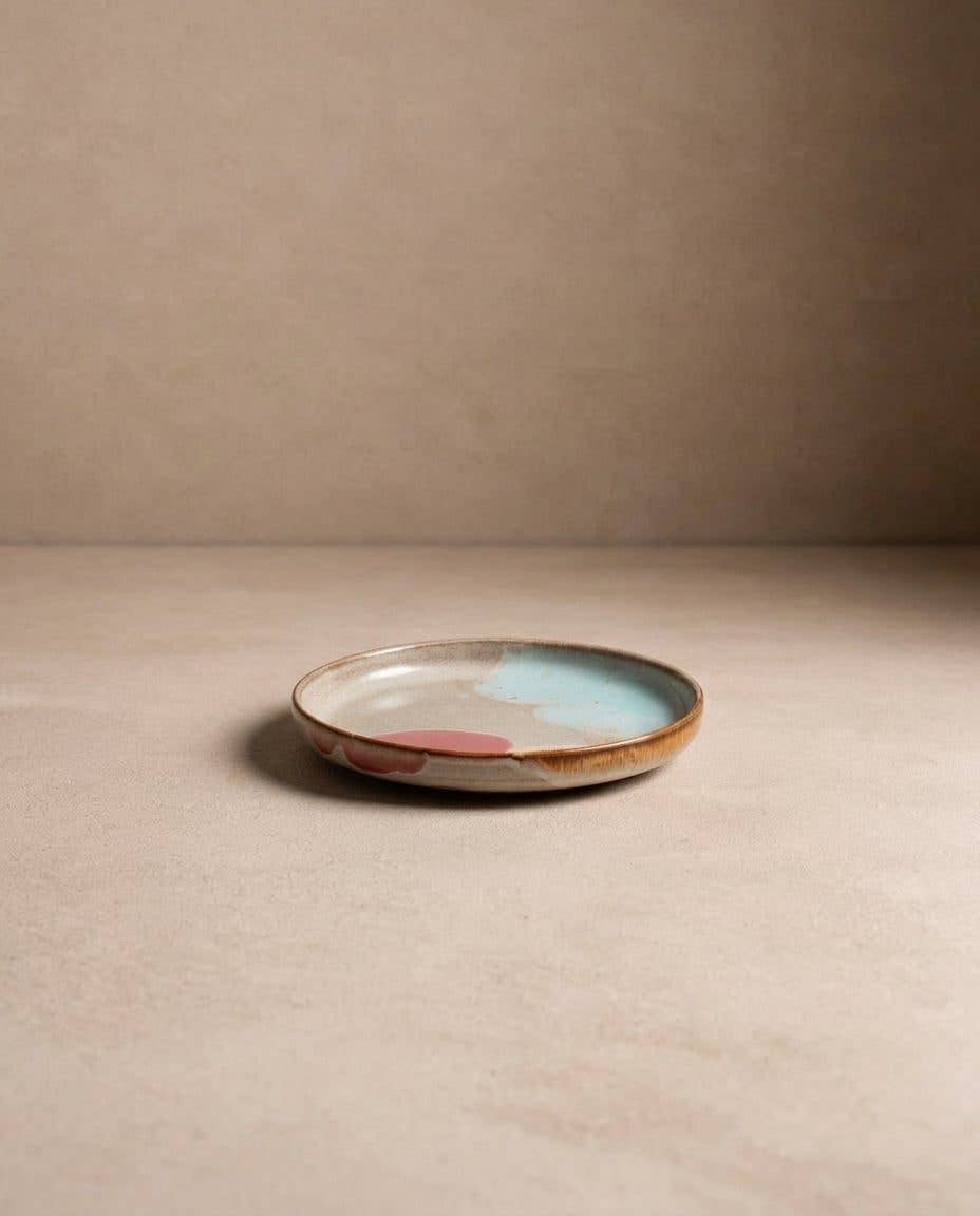 Melting Ice Cream stoneware bread plate, further view