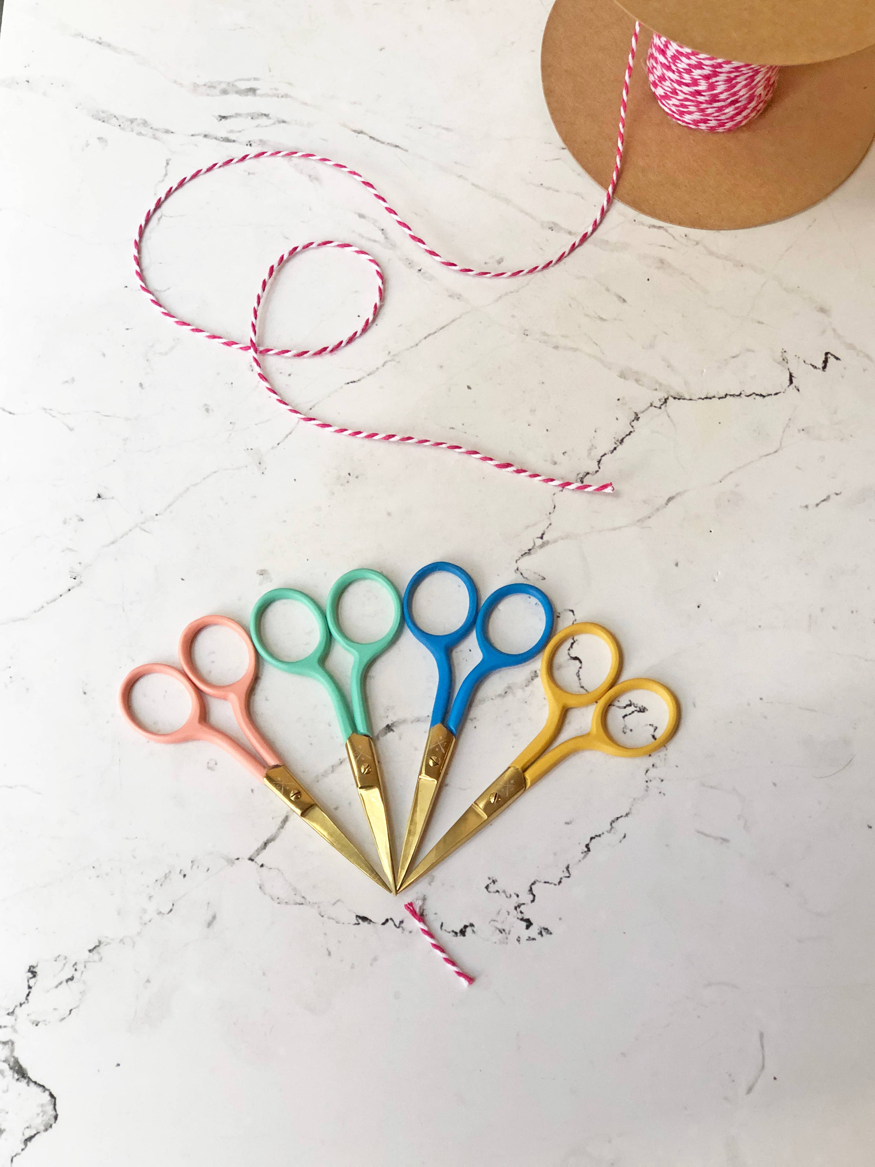 Embroidery scissors with gold finish blades, further view
