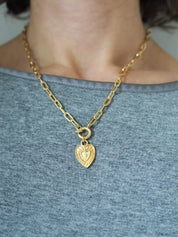 Love Heart Gold Charm Necklace