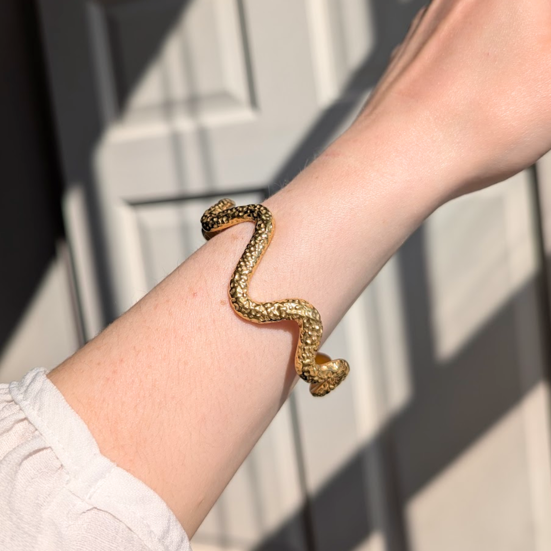 Everyday Gold Dimple Wave Bangle by Little Nell, further view