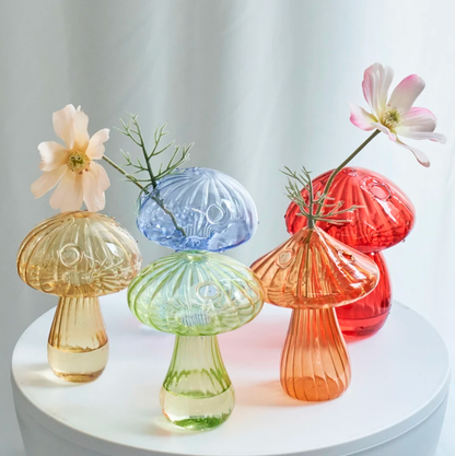 Mini Glass Mushroom Bud Vase: Purple