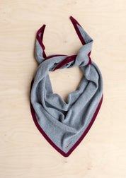 Large Merino Wool Triangle Scarf | Charcoal & Burgundy
