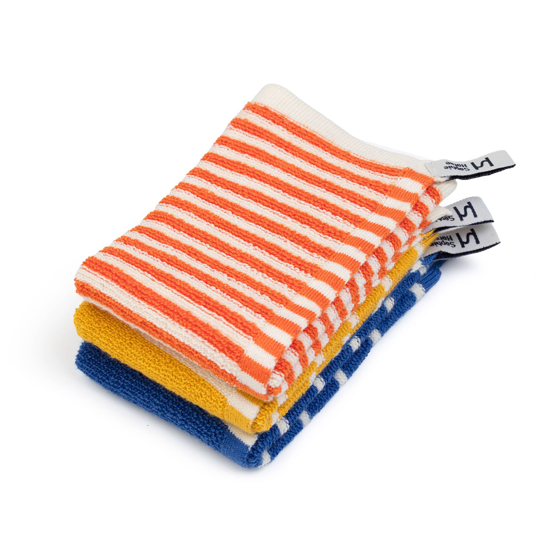 Eco-Friendly Washcloths |Striped Orange, Blue, Yellow