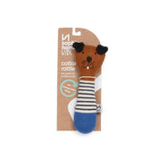 Cotton Knit Baby Rattle Toy | Blue Dog