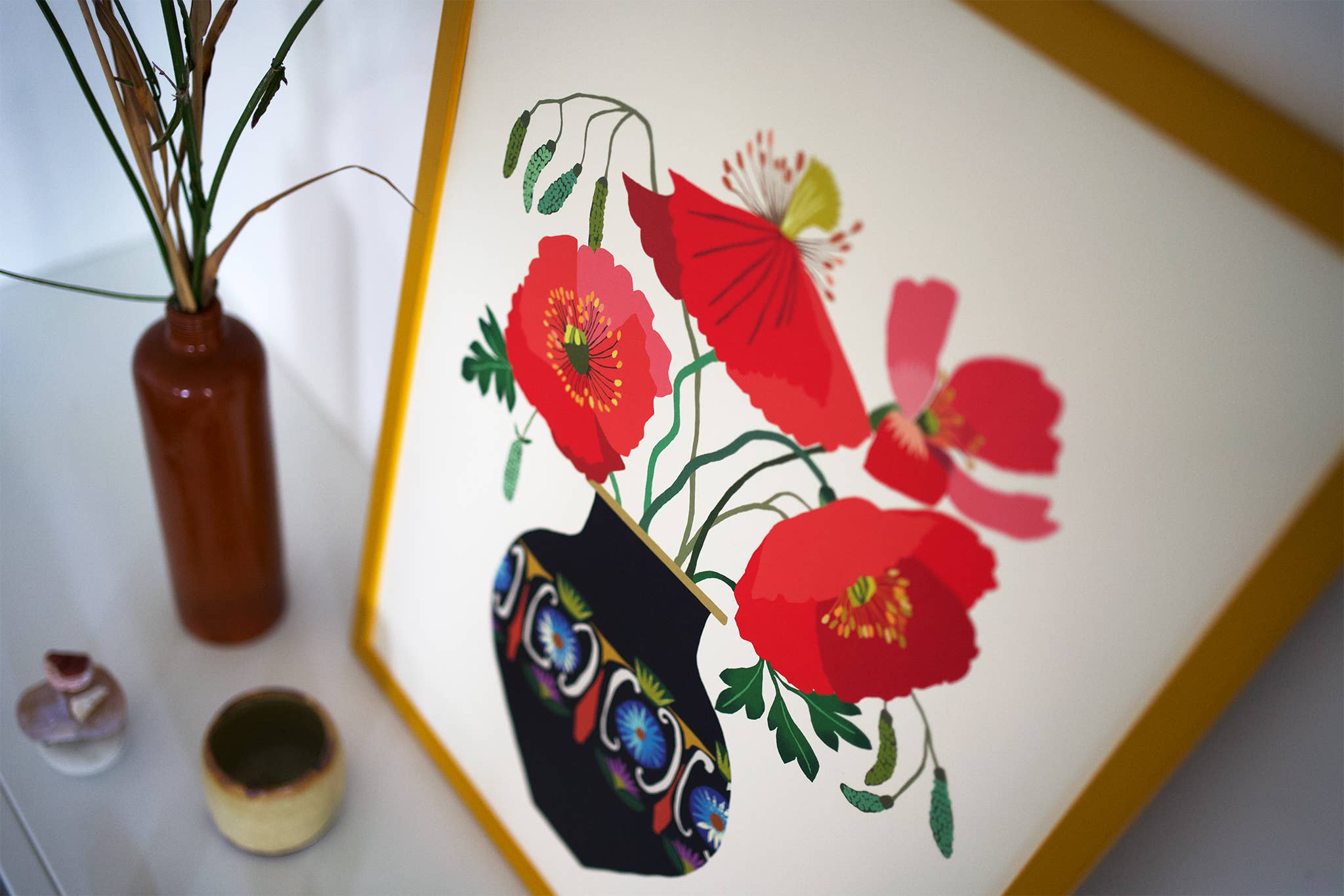 Poppies In a Vase Art Print A3