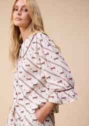 Cropped Cotton Pyjamas in Cream Gallop