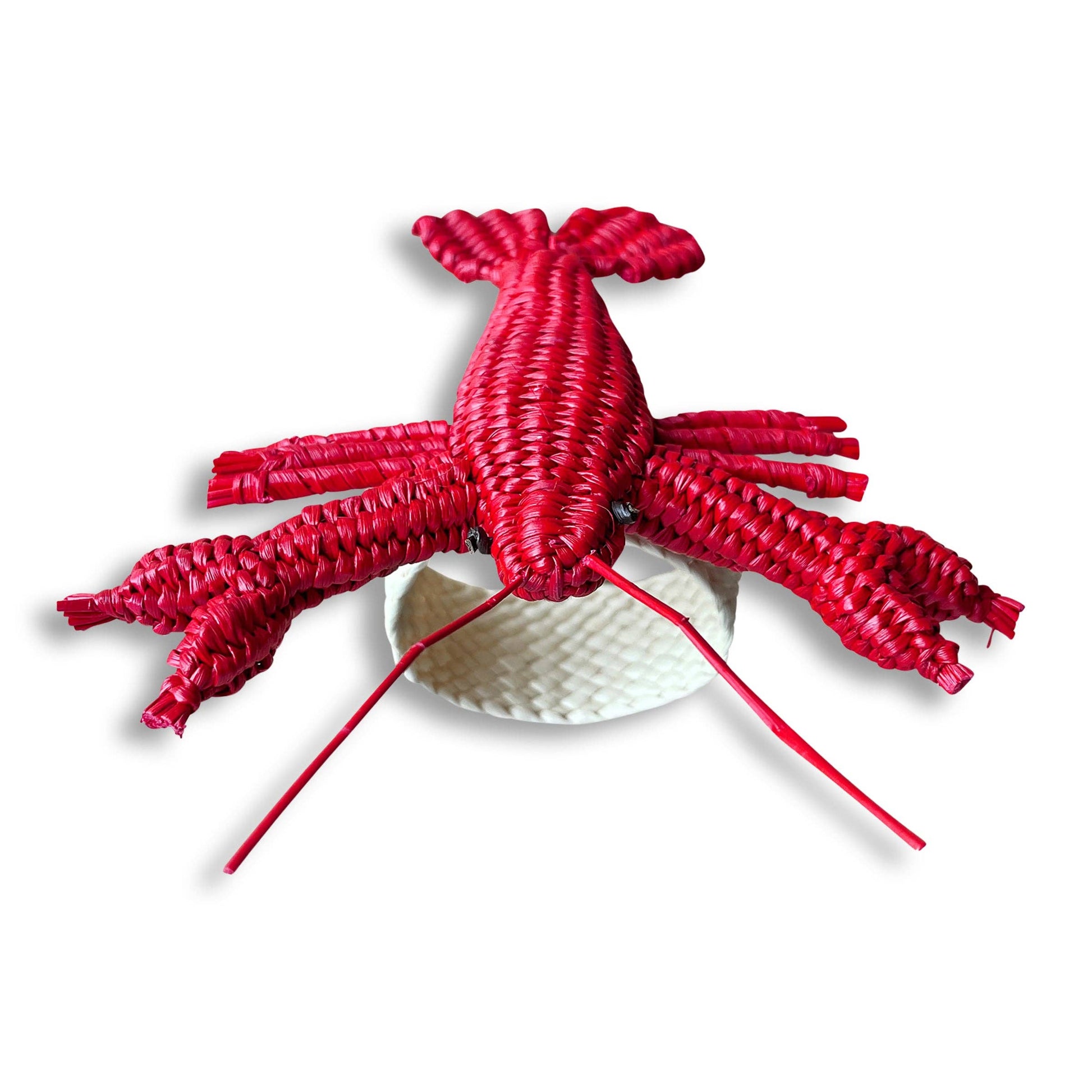 The Every Space Red raffia lobster napkin ring by Furbish Studio - handmade in Columbia