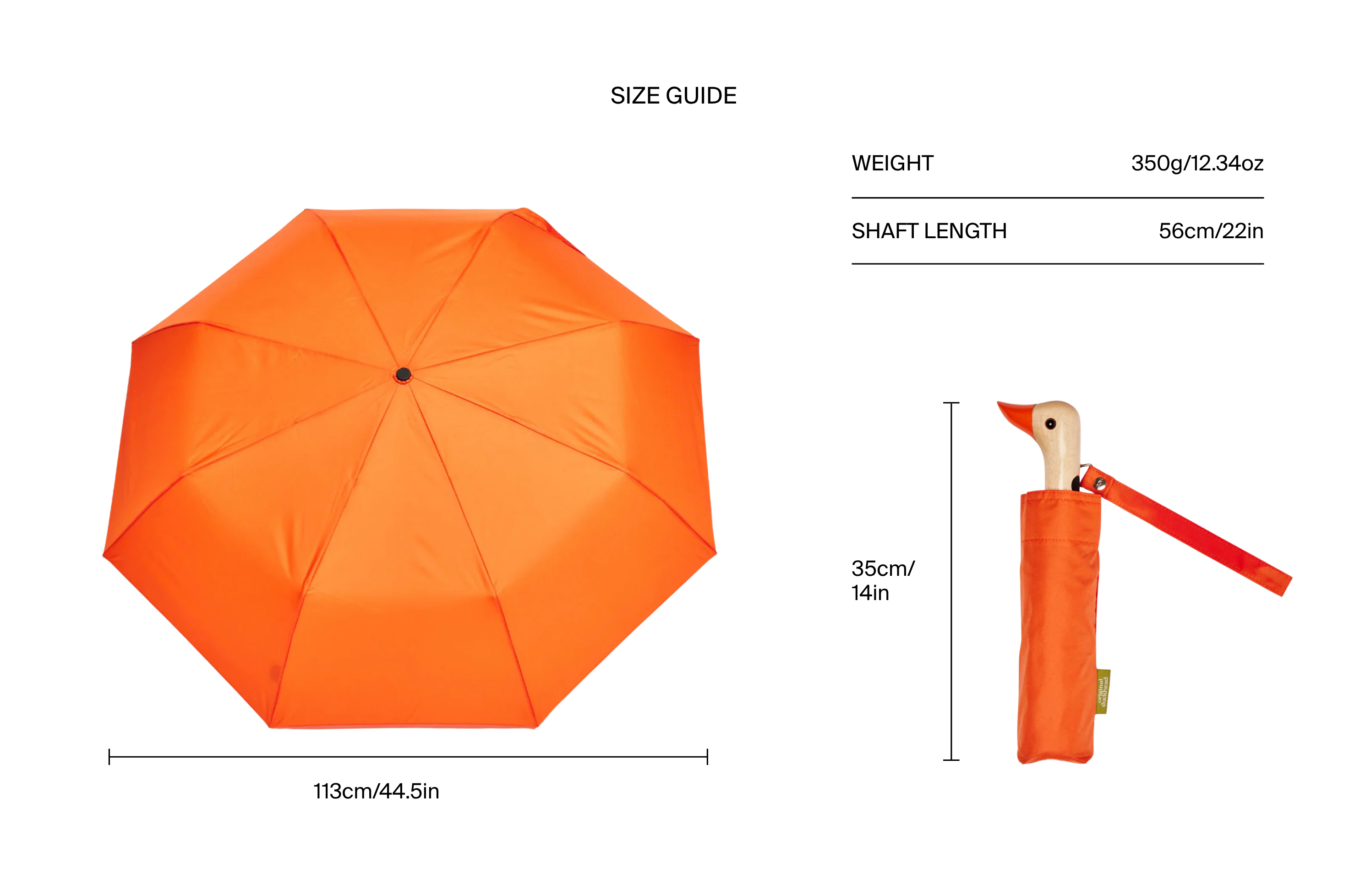 Papaya light orange umbrella by Original Duckhead, further view