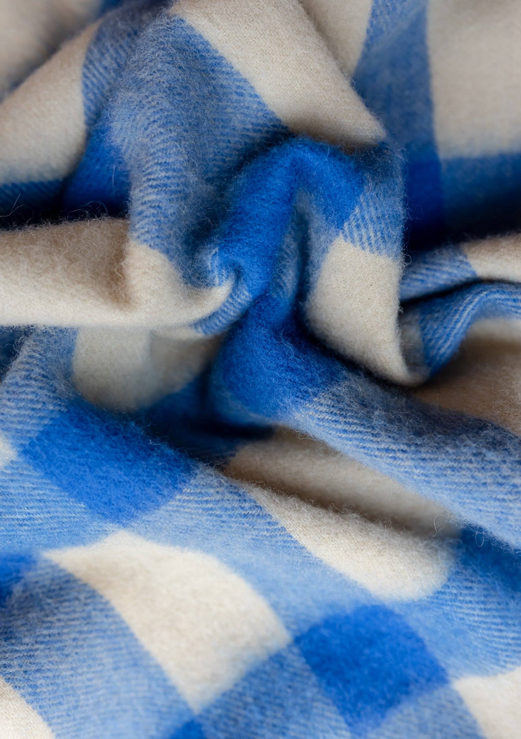 Lambswool Oversized Scarf | Blue Check
