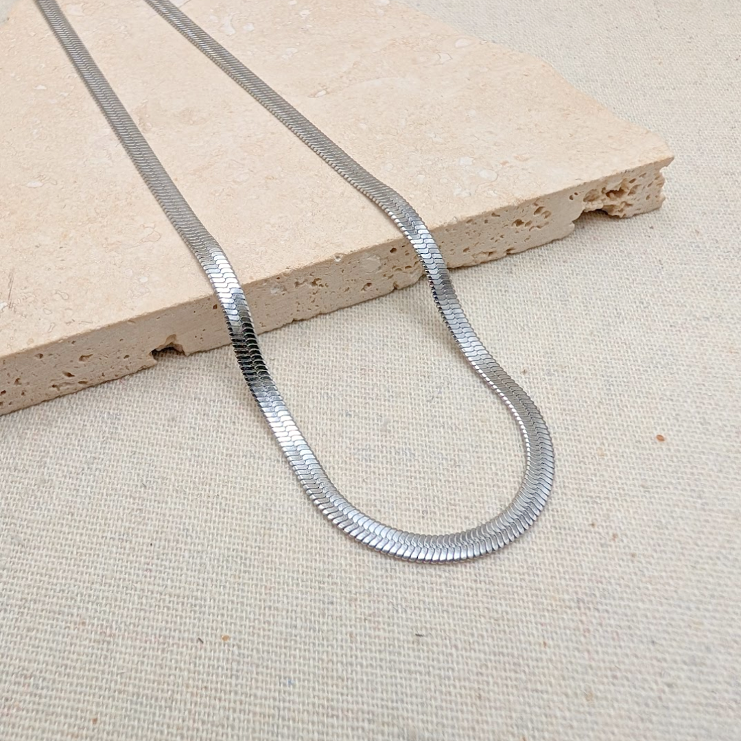 Everyday Silver Snake Chain Necklace by Little Nell, further view