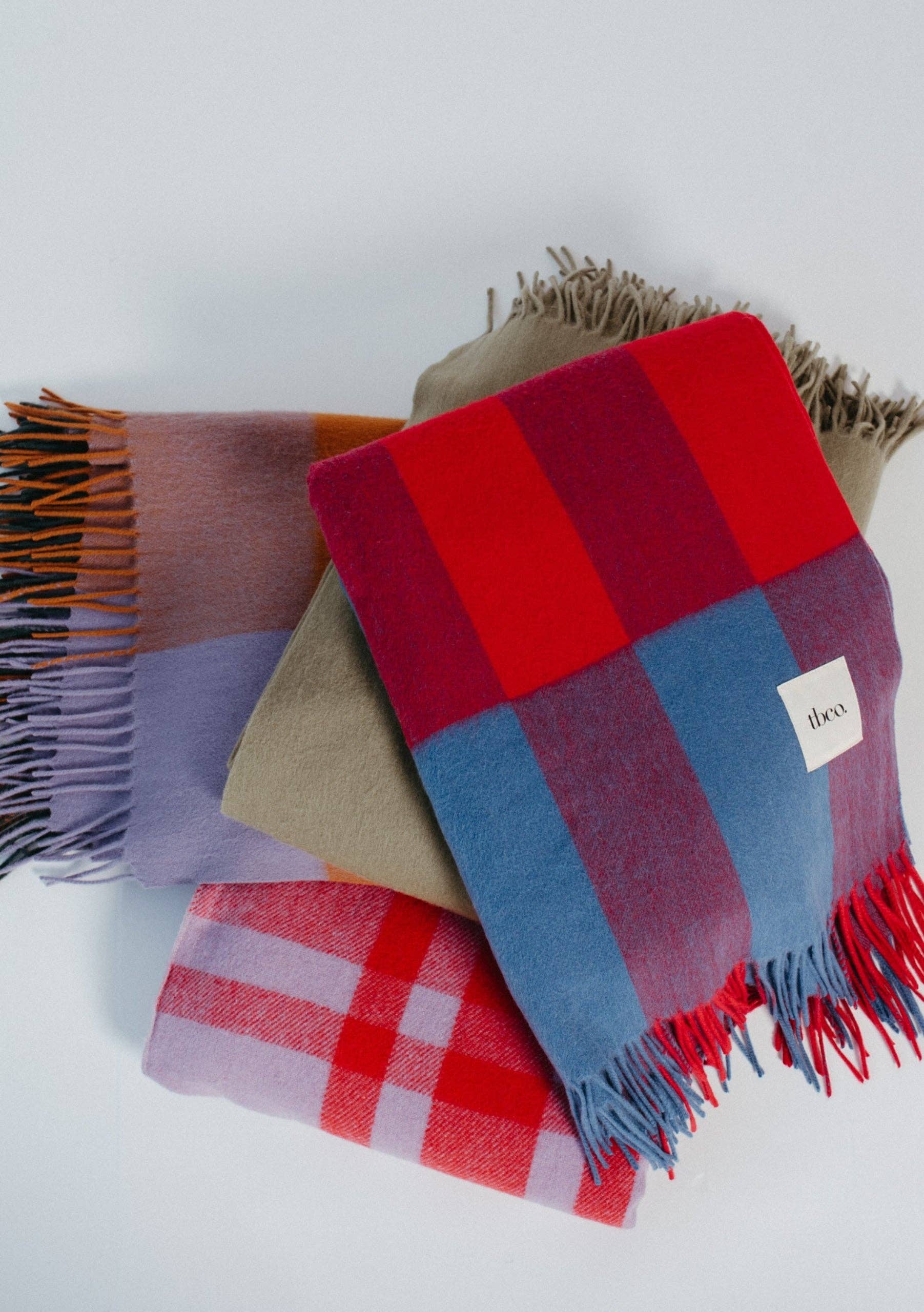 Lambswool Blanket | Red Modern Check