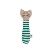 Cotton Knit Baby Rattle Toy | Green Cat