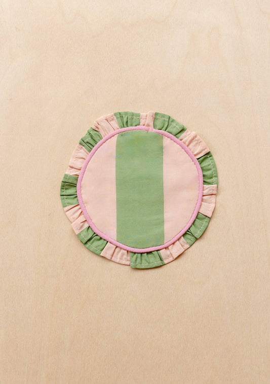 Cotton Coasters in Green Stripe | Set of 2
