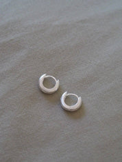 Roake Studio | Ida Mini Brushed Silver Huggie Hoop Earrings