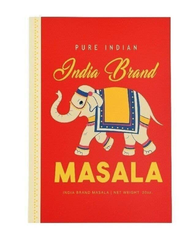 Notebook with a red cover featuring an elephant illustration and text on a white background