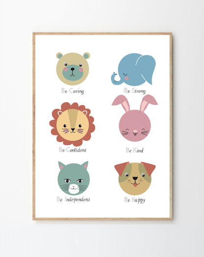 Colourful Animal Personality Print