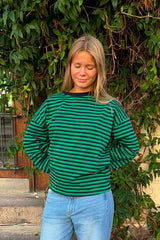 Anna Striped Crewneck | Navy & Green