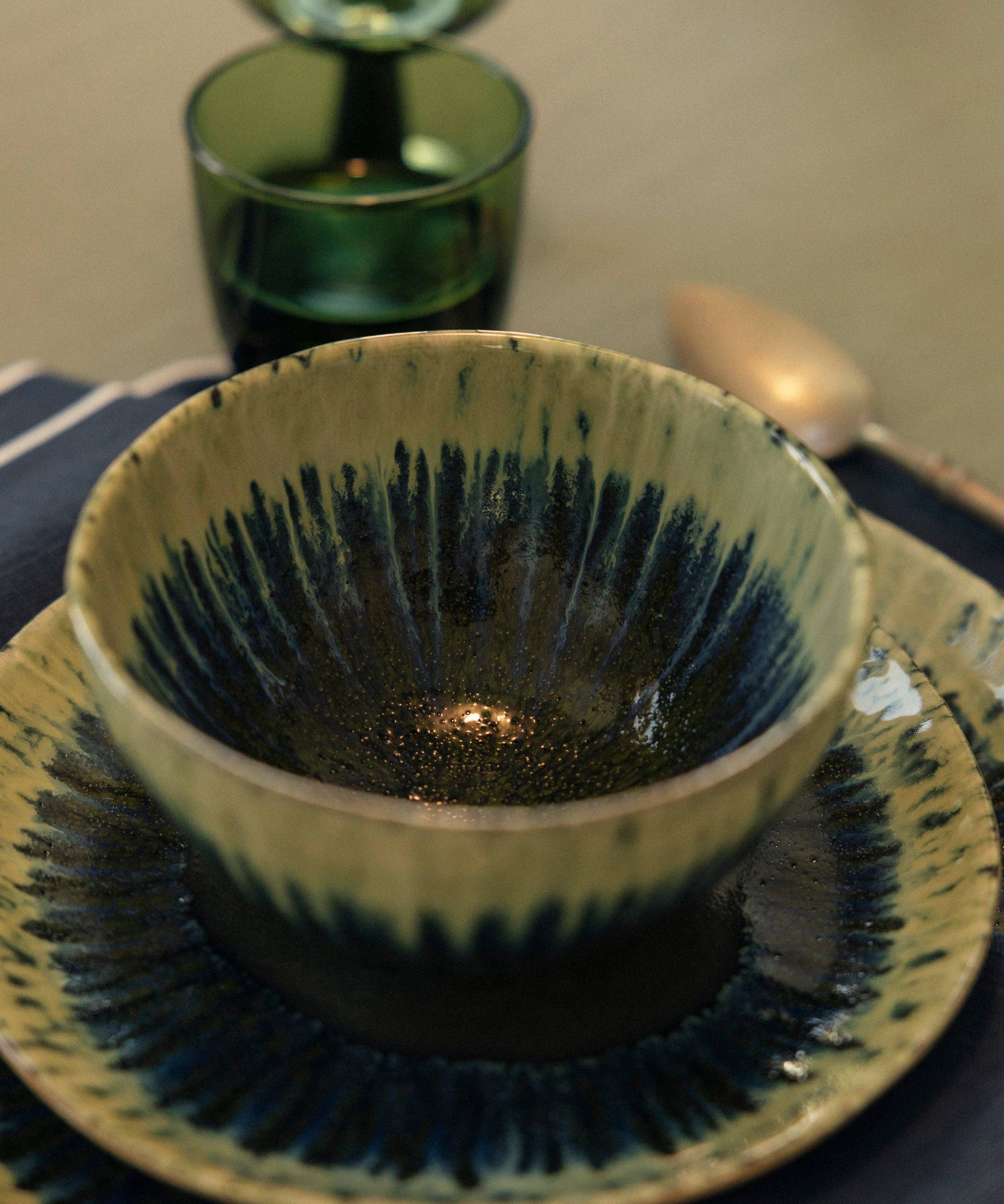 grain by grain Azeitona cereal bowl, olive green stoneware
