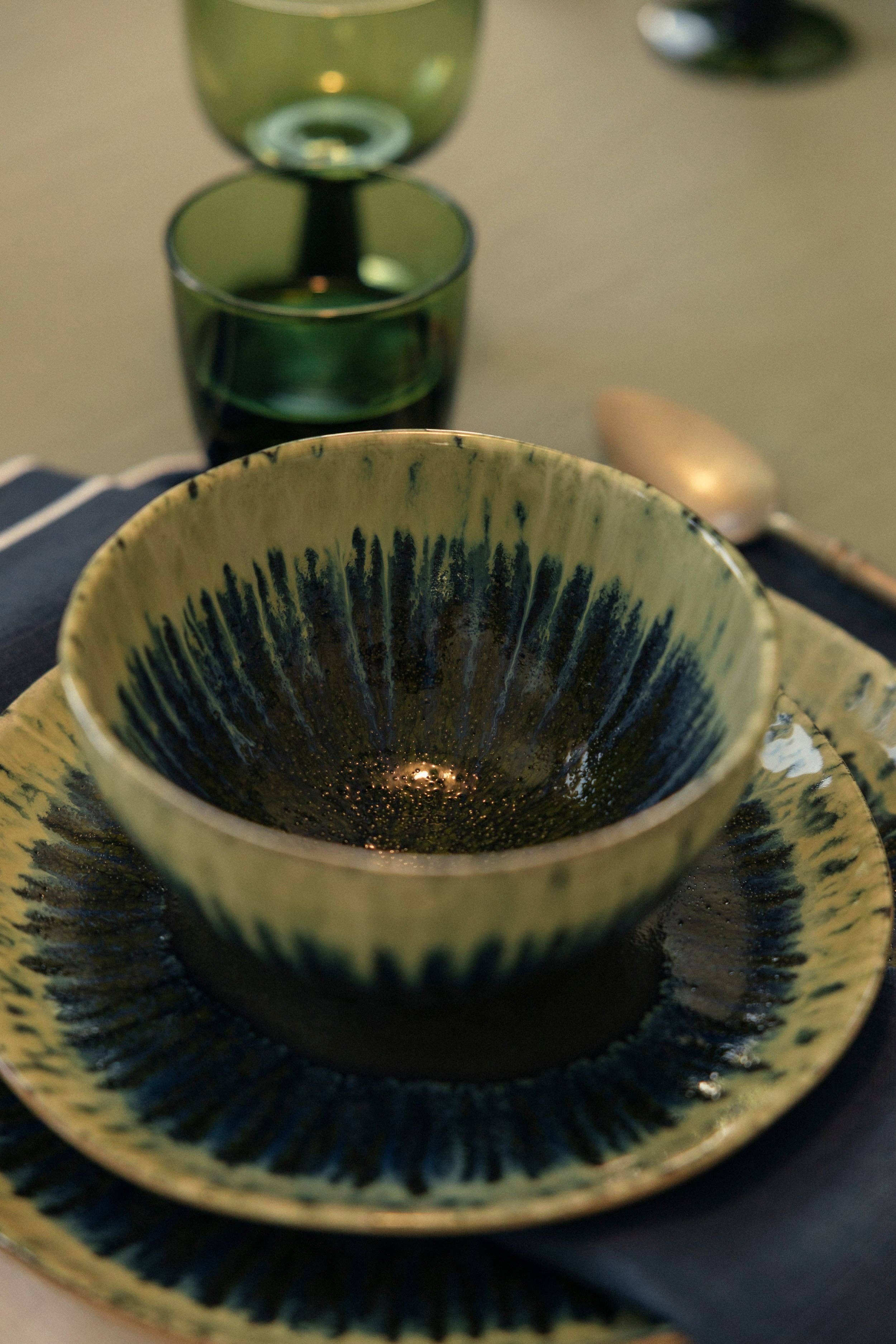 grain by grain Azeitona cereal bowl, olive green stoneware

