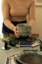 grain by grain Azeitona cereal bowl, olive green stoneware
