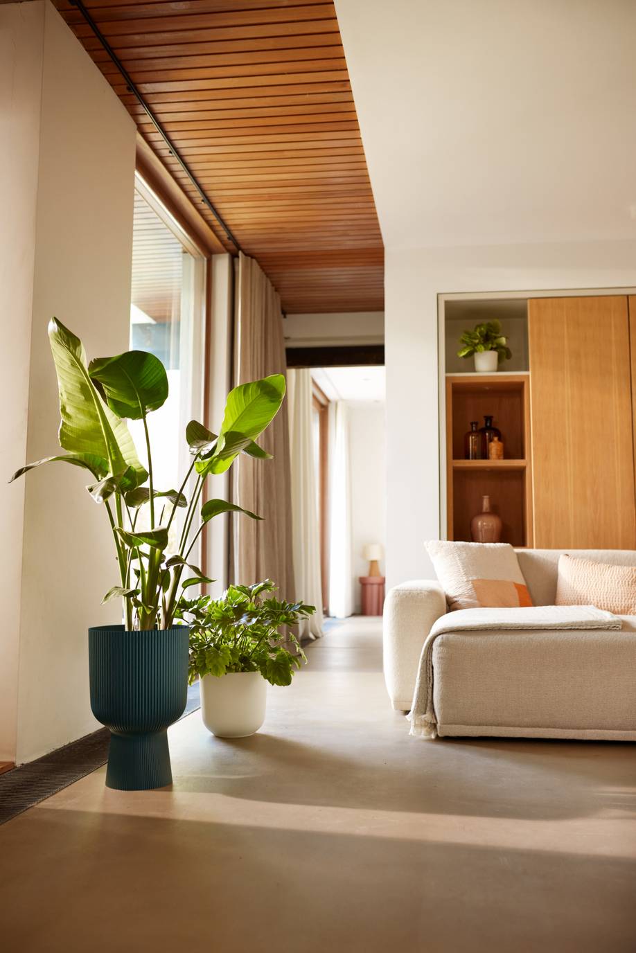 Vibes Coupe Fold Plant Pot | White / Deep Blue | Ø14cm, Ø30cm