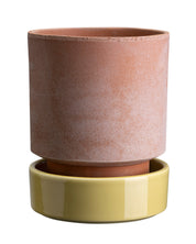 Saucer Glazed Finish for Hoff Pot 8cm yellow saucer with rose clay pot