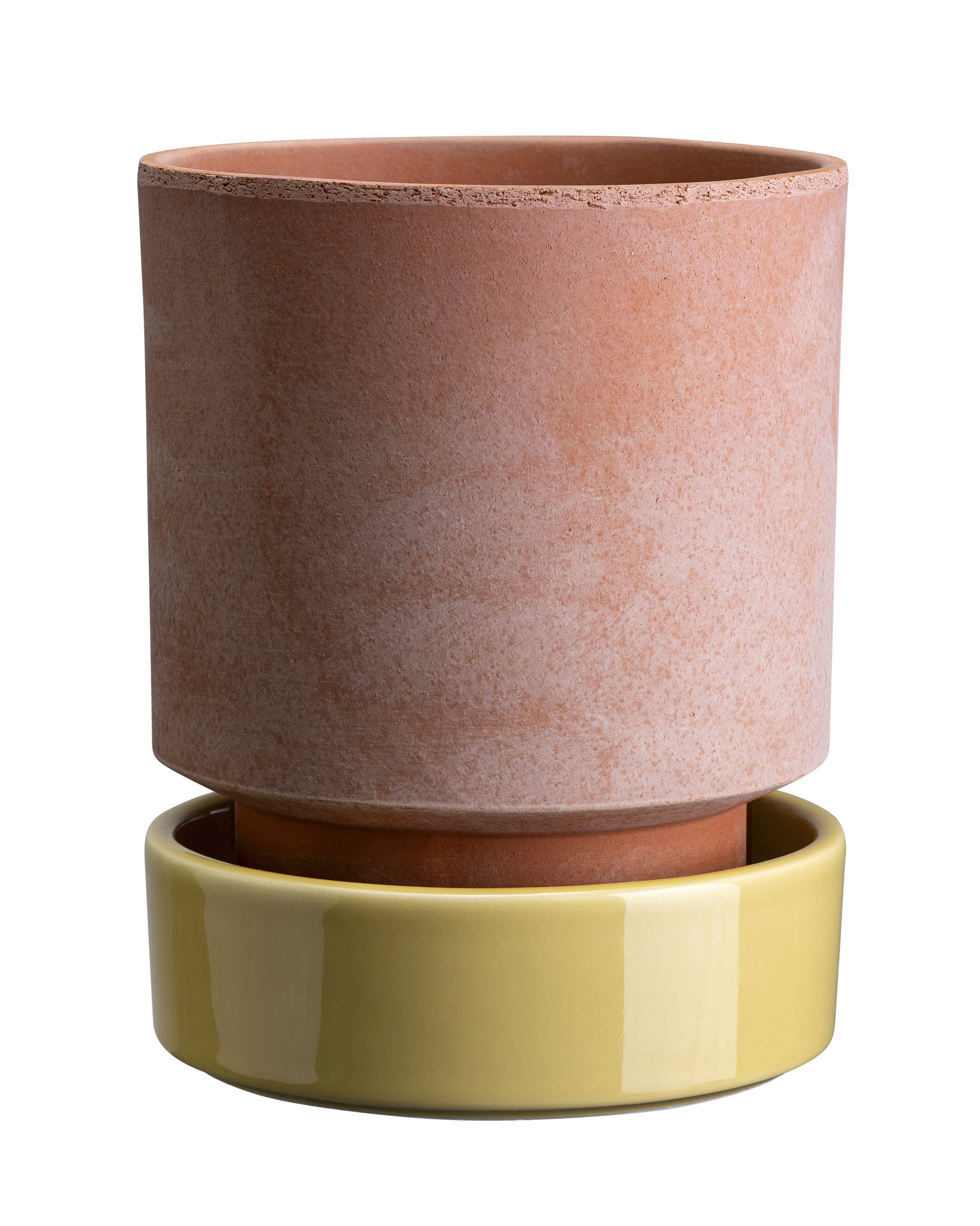 Saucer Glazed Finish for Hoff Pot 8cm yellow saucer with rose clay pot