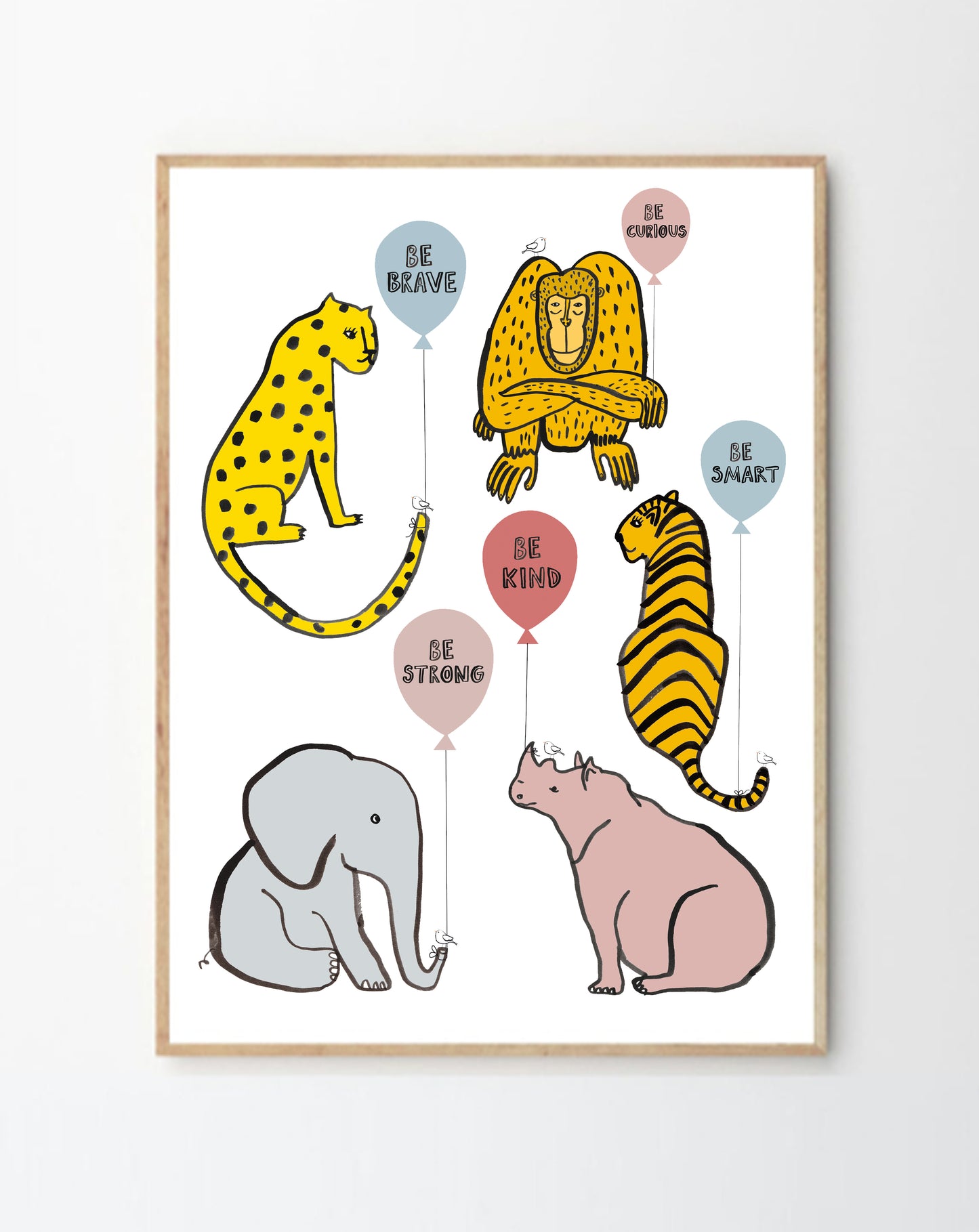 Be Kind Be Brave Animal Balloon Print