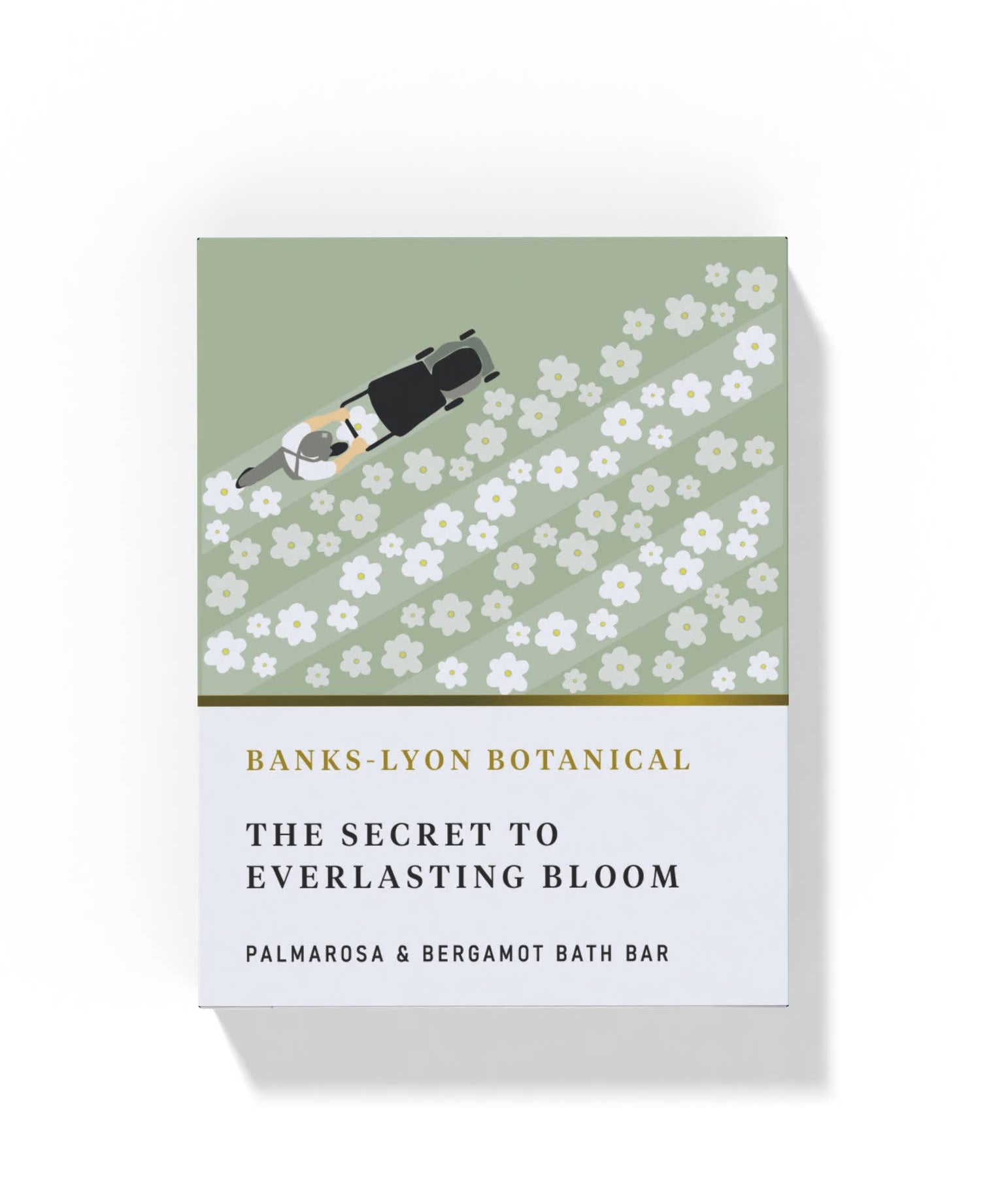 Banks-Lyon Botanical bath bar packaging with floral design on a white background