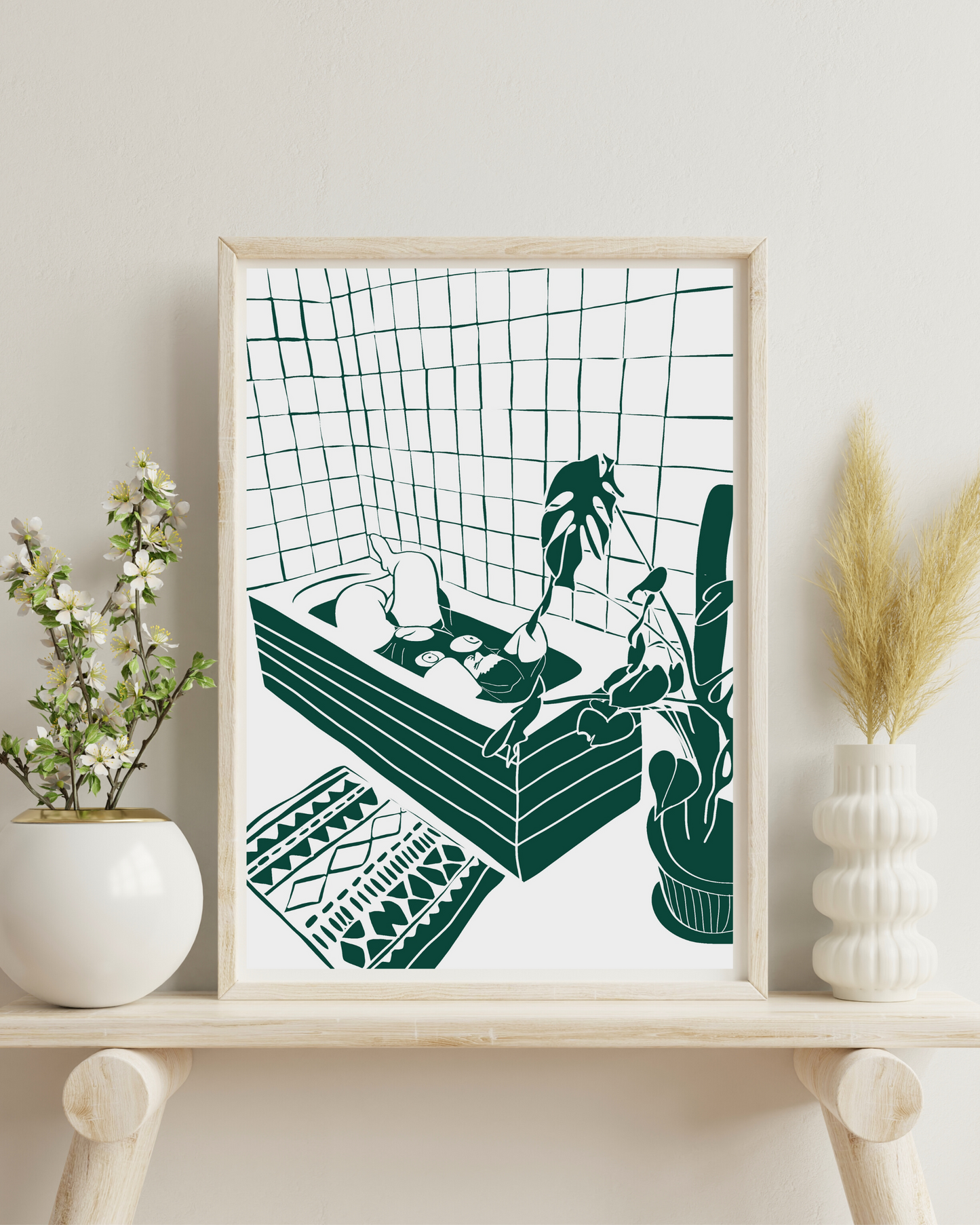 The Every Space 'Bath Babe V1' A4 print in green by Babes and Botanicals 