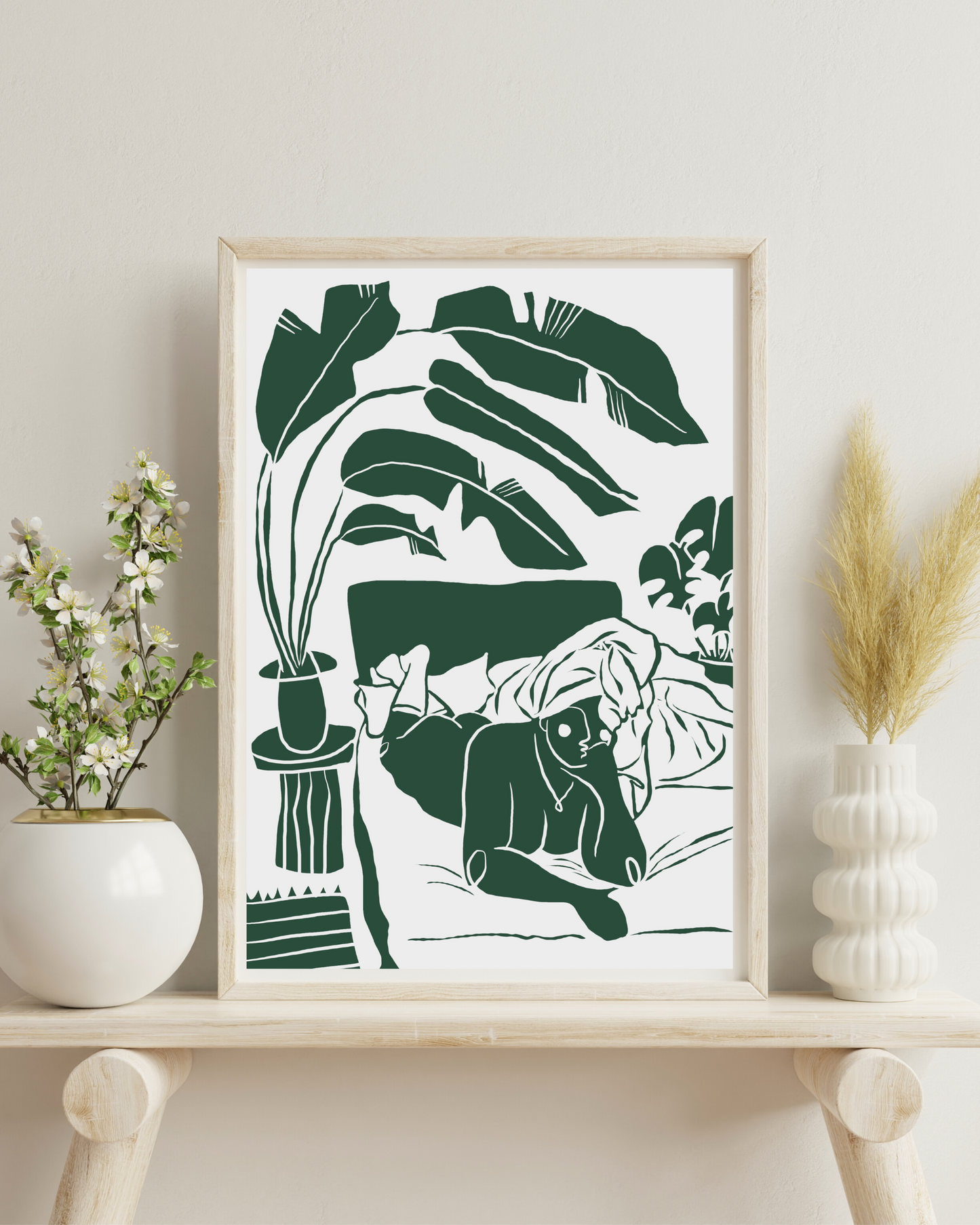 The Every Space Bed Babe A4 print in green by Babes and Botanicals 