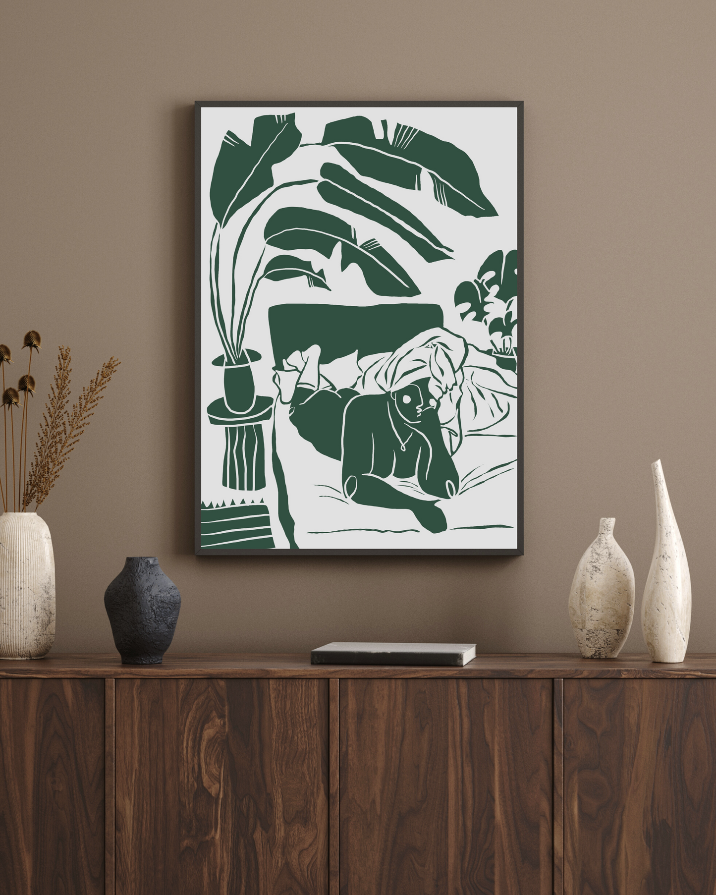 The Every Space Bed Babe A3 print in green by Babes and Botanicals 